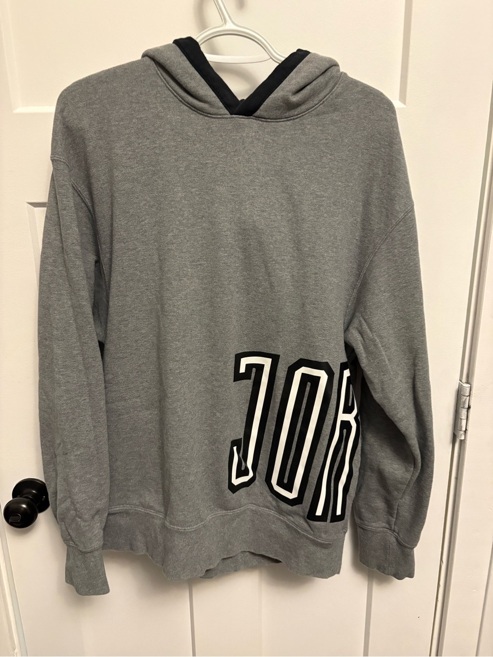 Air Jordan Gray Hoodie with Black & White Side Logo